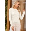 Dokotoo Sweaters for Women Long Sleeve Crewneck Diamond Hollow Out Lightweight Pullover Sweater Tops Fall Outfits(White)