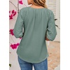 Dokotoo Women Blouses Dressy Casual Embroidered 3/4 Length Sleeve Womens Tops Tassel Tie V Neck Waffle Knit Shirts(Mist Green)