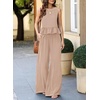 Dokotoo Womens 2 Piece Outfits Tank Tops Elastic Waist Wide Leg Pants Sets(Apricot)