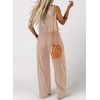 Dokotoo Womens 2 Piece Outfits Tank Tops Elastic Waist Wide Leg Pants Sets(Apricot)
