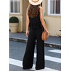 Dokotoo Womens 2 Piece Outfits Tank Tops Elastic Waist Wide Leg Pants Sets(Black)