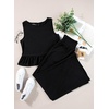 Dokotoo Womens 2 Piece Outfits Tank Tops Elastic Waist Wide Leg Pants Sets(Black)