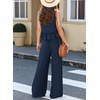 Dokotoo Womens 2 Piece Outfits Tank Tops Elastic Waist Wide Leg Pants Sets(Blue)