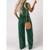 Dokotoo Womens 2 Piece Outfits Tank Tops Elastic Waist Wide Leg Pants Sets(Dark Green)