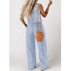 Dokotoo Womens 2 Piece Outfits Tank Tops Elastic Waist Wide Leg Pants Sets(Lignt Blue)