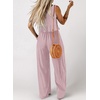 Dokotoo Womens 2 Piece Outfits Tank Tops Elastic Waist Wide Leg Pants Sets(Pink)