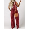 Dokotoo Womens 2 Piece Outfits Tank Tops Elastic Waist Wide Leg Pants Sets(Red)
