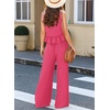 Dokotoo Womens 2 Piece Outfits Tank Tops Elastic Waist Wide Leg Pants Sets(Rose Red)