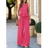 Dokotoo Womens 2 Piece Outfits Tank Tops Elastic Waist Wide Leg Pants Sets(Rose Red)