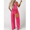 Dokotoo Womens 2 Piece Outfits Tank Tops Elastic Waist Wide Leg Pants Sets(Rose Red)