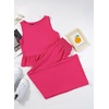 Dokotoo Womens 2 Piece Outfits Tank Tops Elastic Waist Wide Leg Pants Sets(Rose Red)