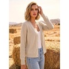 Dokotoo Womens Cardigan Wool Blend Casual Knit Hollow Out Sweaters Tops(Beige)