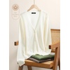 Dokotoo Womens Cardigan Wool Blend Casual Knit Hollow Out Sweaters Tops(Beige)