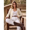 Dokotoo Womens Cardigan Wool Blend Casual Knit Hollow Out Sweaters Tops(Beige)