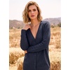 Dokotoo Womens Cardigan Wool Blend Casual Knit Hollow Out Sweaters Tops(Blue)