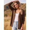 Dokotoo Womens Cardigan Wool Blend Casual Knit Hollow Out Sweaters Tops(Brown)