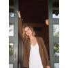 Dokotoo Womens Cardigan Wool Blend Casual Knit Hollow Out Sweaters Tops(Brown)
