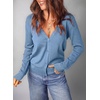 Dokotoo Womens Cardigan Wool Blend Casual Knit Hollow Out Sweaters Tops(Deep Blue)