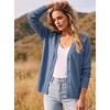 Dokotoo Womens Cardigan Wool Blend Casual Knit Hollow Out Sweaters Tops(Deep Blue)