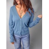 Dokotoo Womens Cardigan Wool Blend Casual Knit Hollow Out Sweaters Tops(Deep Blue)