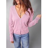 Dokotoo Womens Cardigan Wool Blend Casual Knit Hollow Out Sweaters Tops(Pink)