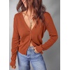 Dokotoo Womens Cardigan Wool Blend Casual Knit Hollow Out Sweaters Tops(Red Clay)