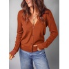Dokotoo Womens Cardigan Wool Blend Casual Knit Hollow Out Sweaters Tops(Red Clay)