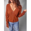 Dokotoo Womens Cardigan Wool Blend Casual Knit Hollow Out Sweaters Tops(Red Clay)
