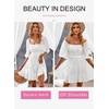 Dokotoo Womens Summer Dresses Square Neck Tie Back Lantern Sleeve Ruffle A-Line Casual Dress(11 White)