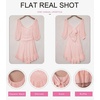 Dokotoo Womens Summer Dresses Square Neck Tie Back Lantern Sleeve Ruffle A-Line Casual Dress(2 Pink)