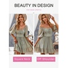 Dokotoo Womens Summer Dresses Square Neck Tie Back Lantern Sleeve Ruffle A-Line Casual Dress(22 Grey)