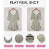 Dokotoo Womens Summer Dresses Square Neck Tie Back Lantern Sleeve Ruffle A-Line Casual Dress(22 Grey)