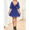 Dokotoo Womens Summer Dresses Square Neck Tie Back Lantern Sleeve Ruffle A-Line Casual Dress(3 Blue)