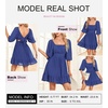 Dokotoo Womens Summer Dresses Square Neck Tie Back Lantern Sleeve Ruffle A-Line Casual Dress(3 Blue)