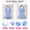 Dokotoo Womens Summer Dresses Square Neck Tie Back Lantern Sleeve Ruffle A-Line Casual Dress(7 Light Purple)