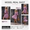 Dokotoo Womens Summer Dresses Square Neck Tie Back Lantern Sleeve Ruffle A-Line Casual Dress(7 Purple)