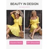 Dokotoo Womens Summer Dresses Square Neck Tie Back Lantern Sleeve Ruffle A-Line Casual Dress(8a Yellow)