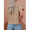 Dokotoo Womens Summer Tops 2026 Waffle Knit Button Down Shirts(Beige)