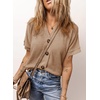 Dokotoo Womens Summer Tops 2026 Waffle Knit Button Down Shirts(Beige)