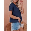 Dokotoo Womens Summer Tops 2026 Waffle Knit Button Down Shirts(Blue)