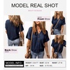 Dokotoo Womens Summer Tops 2026 Waffle Knit Button Down Shirts(Blue)