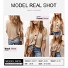 Dokotoo Womens Summer Tops 2026 Waffle Knit Button Down Shirts(Brown)