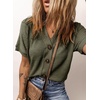 Dokotoo Womens Summer Tops 2026 Waffle Knit Button Down Shirts(Green)