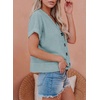 Dokotoo Womens Summer Tops 2026 Waffle Knit Button Down Shirts(Iceland Blue)