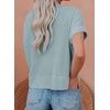 Dokotoo Womens Summer Tops 2026 Waffle Knit Button Down Shirts(Iceland Blue)
