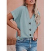 Dokotoo Womens Summer Tops 2026 Waffle Knit Button Down Shirts(Iceland Blue)