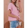 Dokotoo Womens Summer Tops 2026 Waffle Knit Button Down Shirts(Pink)