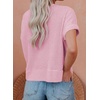 Dokotoo Womens Summer Tops 2026 Waffle Knit Button Down Shirts(Pink)