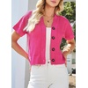 Dokotoo Womens Summer Tops 2026 Waffle Knit Button Down Shirts(Red)
