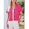 Dokotoo Womens Summer Tops 2026 Waffle Knit Button Down Shirts(Red)